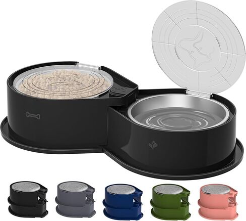 Stainless Steel Dog Bowl Set with Lids, 304 Metal Dual Food & Water Bowls for Dogs & Cats, Large Capacity Pet Feeder with Cover Keeps Food Fresh, Anti-Skid Dog Dish for Small/Medium/Large Pets in Saudi Arabia