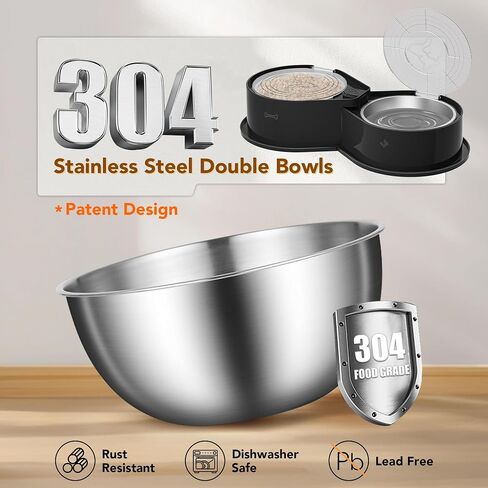 Stainless Steel Dog Bowl Set with Lids, 304 Metal Dual Food & Water Bowls for Dogs & Cats, Large Capacity Pet Feeder with Cover Keeps Food Fresh, Anti-Skid Dog Dish for Small/Medium/Large Pets in Saudi Arabia