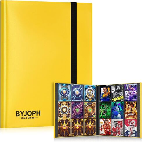 Card Binder 9 Pocket Trading Card Album Folder 22 Pages 396 Card Capacity Sports Card Binder Premium Card Binders Compatible with MTG TCG Baseball Cards (Yellow) in Kuwait