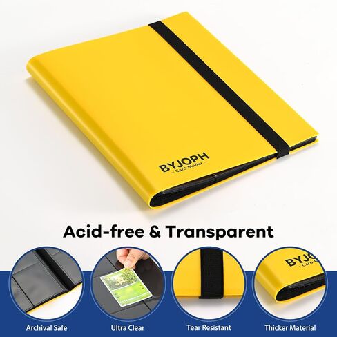 Card Binder 9 Pocket Trading Card Album Folder 22 Pages 396 Card Capacity Sports Card Binder Premium Card Binders Compatible with MTG TCG Baseball Cards (Yellow) in Kuwait