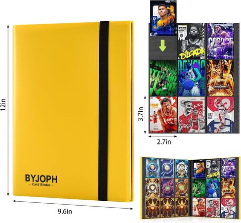 Card Binder 9 Pocket Trading Card Album Folder 22 Pages 396 Card Capacity Sports Card Binder Premium Card Binders Compatible with MTG TCG Baseball Cards (Yellow) in Kuwait