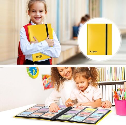Card Binder 9 Pocket Trading Card Album Folder 22 Pages 396 Card Capacity Sports Card Binder Premium Card Binders Compatible with MTG TCG Baseball Cards (Yellow) in Kuwait