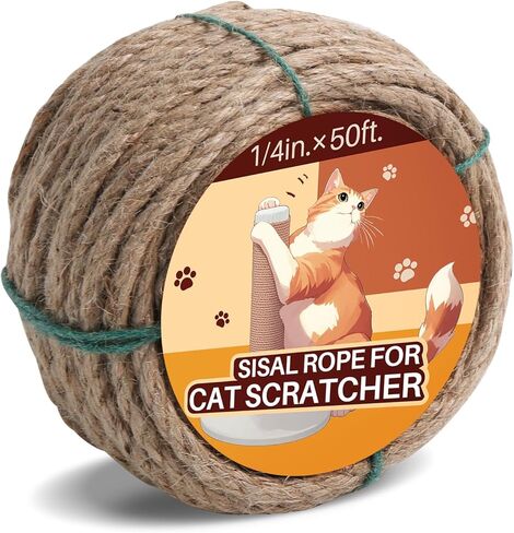 حبل سيزال للقطرة Cat Scratcher 1/4 "50 قدمًا حبل شجرة القطط لإصلاح القطط خدش ما بعد البديل حبل القنب DIY لمنزل السجاد حصيرة ، ولعب الحيوانات الأليفة ، وتزيين الحدائق الحرف الوطن in Kuwait