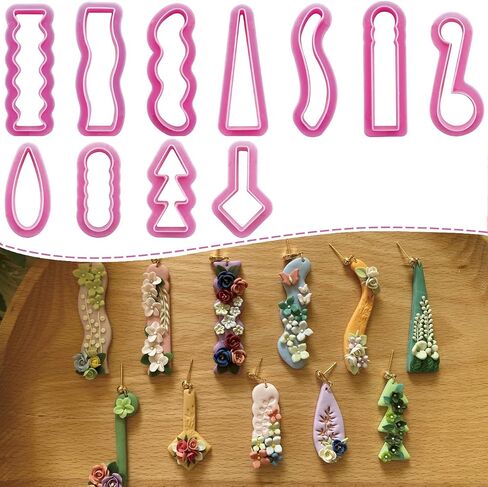 LEISEMK Mini Polymer Clay Cutters, 10 Shapes Floral & Leaf & Butterfly & Heart Shape Clay Earrings Cutters, Micro Clay Cutters for Polymer Clay Jewelry Making (10Pcs Mini Cutters) in Saudi Arabia