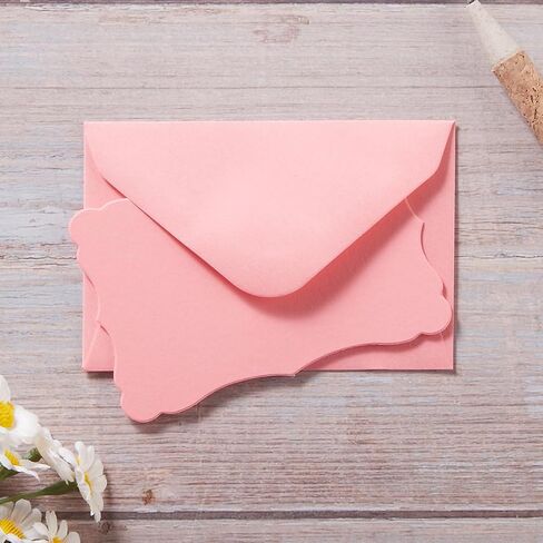 100 Pack Mini Envelopes with Note Cards in 5 Colors for Wedding, Birthday, Baby Showers, 4 x 2.7 Inches (Pink) in Kuwait