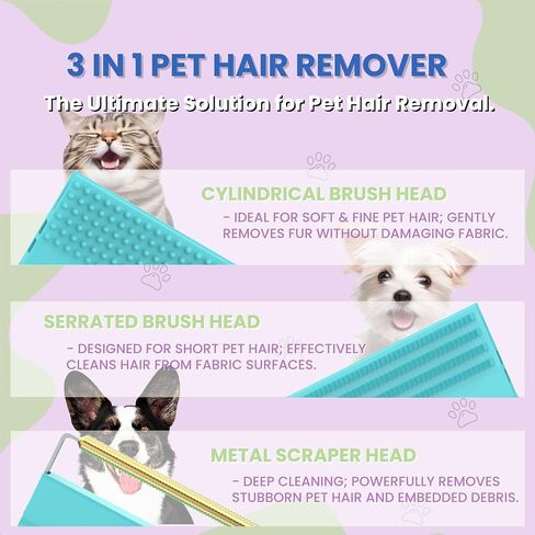 Pet Hair Remover for Car – 2-in-1 Reusable Scraper & Lint Brush for Dog and Cat Fur, Portable Hair Removal Tool for Auto Detailing, Clothes, Furniture, Carpets & Fabric Orange in Kuwait