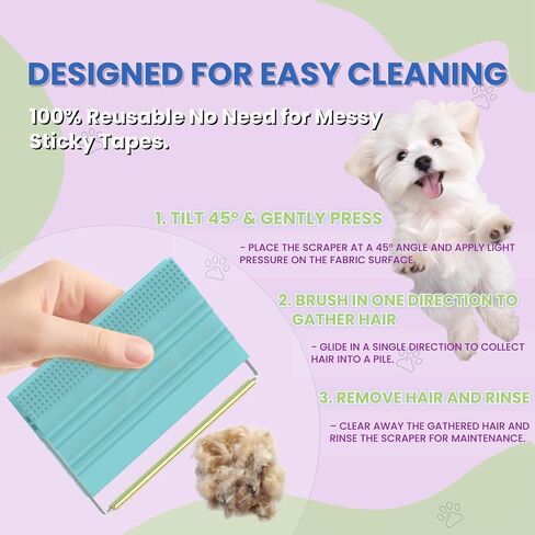Pet Hair Remover for Car – 2-in-1 Reusable Scraper & Lint Brush for Dog and Cat Fur, Portable Hair Removal Tool for Auto Detailing, Clothes, Furniture, Carpets & Fabric Orange in Kuwait