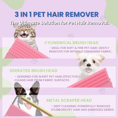 Pet Hair Remover for Car – 2-in-1 Reusable Scraper & Lint Brush for Dog and Cat Fur, Portable Hair Removal Tool for Auto Detailing, Clothes, Furniture, Carpets & Fabric Orange in Kuwait