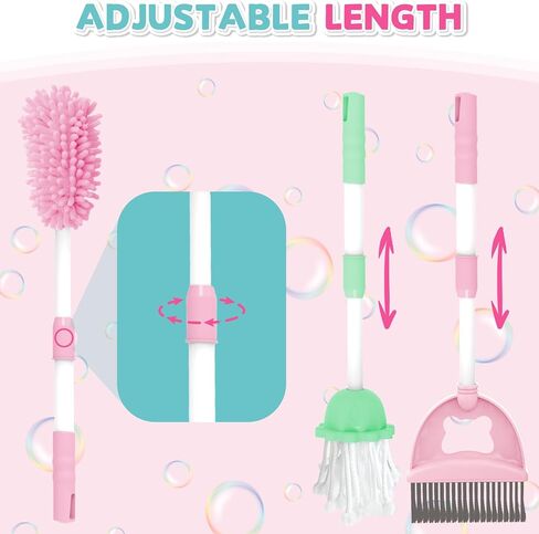 deAO Kids Cleaning Set for Toddlers, 17 PCS Pretend Play Detachable Housekeeping Cart with Broom,Dust Pan,Spray Bottle Children House Cleaning Tools,Kids Broom and Mop Set in Kuwait