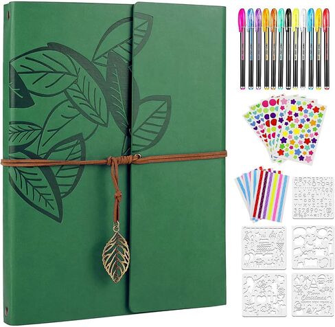 Scrapbook,ZEEYUAN Memory Scrapbooking Leaf Soft Leather Photo Album Family Photo Book Special Christmas Valentines Birthday Gifts Unique Present for Women in Saudi Arabia