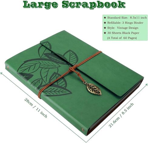 Scrapbook,ZEEYUAN Memory Scrapbooking Leaf Soft Leather Photo Album Family Photo Book Special Christmas Valentines Birthday Gifts Unique Present for Women in Saudi Arabia