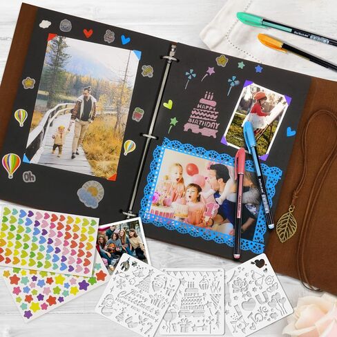 Scrapbook,ZEEYUAN Memory Scrapbooking Leaf Soft Leather Photo Album Family Photo Book Special Christmas Valentines Birthday Gifts Unique Present for Women in Saudi Arabia