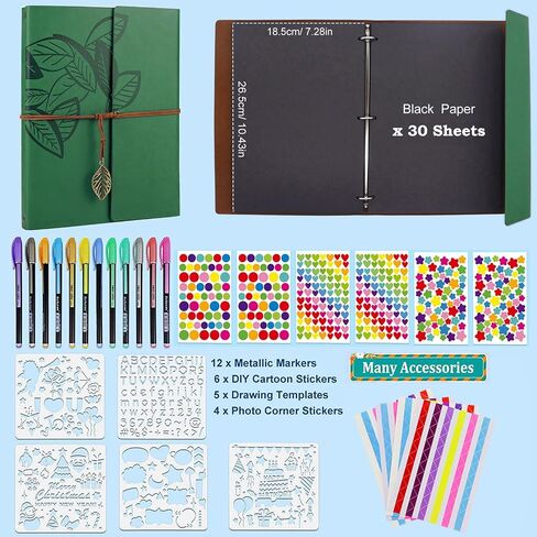 Scrapbook,ZEEYUAN Memory Scrapbooking Leaf Soft Leather Photo Album Family Photo Book Special Christmas Valentines Birthday Gifts Unique Present for Women in Saudi Arabia