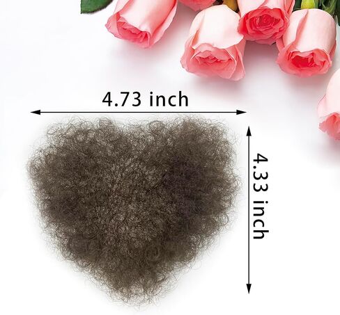 Fake Private Hair, Invisible Realistic Biniki Body Hair, Handmade full Lace Fake chest hair mustache for Men and Women (Dark Brown) in Kuwait