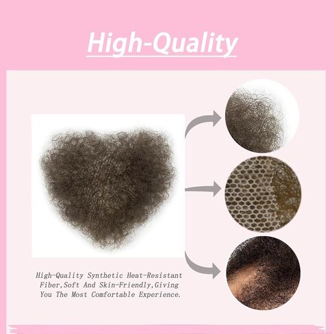 Fake Private Hair, Invisible Realistic Biniki Body Hair, Handmade full Lace Fake chest hair mustache for Men and Women (Dark Brown) in Kuwait