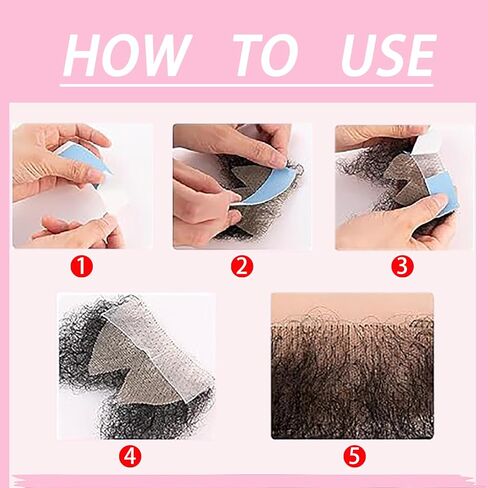 Fake Private Hair, Invisible Realistic Biniki Body Hair, Handmade full Lace Fake chest hair mustache for Men and Women (Dark Brown) in Kuwait