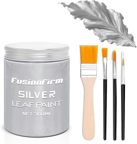 Acrylic Paint Metallic Gold, 280ml Liquid Gold Leaf Paint, Hand-crafts, Non-Toxic, Non-Fading Water-Based Gold Paint for Craft, Canvas, Wood, Fabric, Ceramic, Stone, with 1 Brush & 3 Paintbrushes in Saudi Arabia