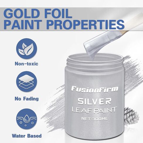 Acrylic Paint Metallic Gold, 280ml Liquid Gold Leaf Paint, Hand-crafts, Non-Toxic, Non-Fading Water-Based Gold Paint for Craft, Canvas, Wood, Fabric, Ceramic, Stone, with 1 Brush & 3 Paintbrushes in Saudi Arabia