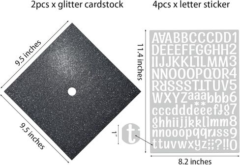 Graduation Cap Decorations Black Glitter Paper Self Adhesive Pearl Diamond Strips Alphabet Letter Stickers for Grad Cap Topper DIY in Kuwait