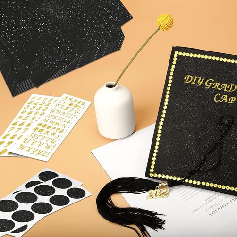 10 قطع التخرج غطاء التخرج زخرفة فارغة Glitter Cap Topper Glitter Alphabet ملصقات رسائل الأحجار الكريمة ملصقات لوحات Cap Decor in Kuwait