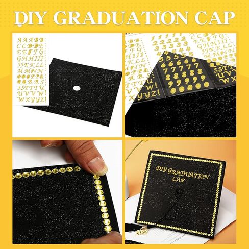10 قطع التخرج غطاء التخرج زخرفة فارغة Glitter Cap Topper Glitter Alphabet ملصقات رسائل الأحجار الكريمة ملصقات لوحات Cap Decor in Kuwait