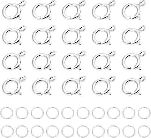 AD Beads Spring Clasps 14K Gold Plated and Silver Plated with Open Jump Rings Round Clasps for Necklaces Bracelet Or Jewelry Making (50Pcs Gold Plated) in Saudi Arabia