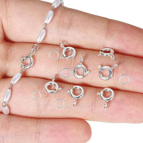 AD Beads Spring Clasps 14K Gold Plated and Silver Plated with Open Jump Rings Round Clasps for Necklaces Bracelet Or Jewelry Making (50Pcs Gold Plated) in Saudi Arabia