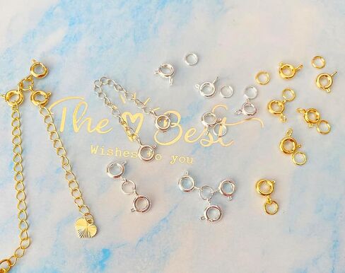 AD Beads Spring Clasps 14K Gold Plated and Silver Plated with Open Jump Rings Round Clasps for Necklaces Bracelet Or Jewelry Making (50Pcs Gold Plated) in Saudi Arabia