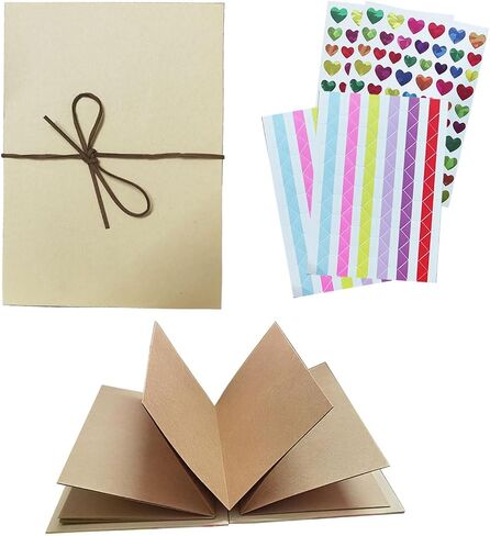 2set Scrapbook Album 6x8In Photo Album with DIY Accessories Set, Stretchable Folding Kraft Paper Memory Book Small Album for Wedding Anniversary Valentines Day (Black) in Saudi Arabia