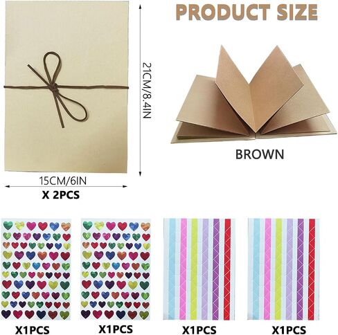 2set Scrapbook Album 6x8In Photo Album with DIY Accessories Set, Stretchable Folding Kraft Paper Memory Book Small Album for Wedding Anniversary Valentines Day (Black) in Saudi Arabia