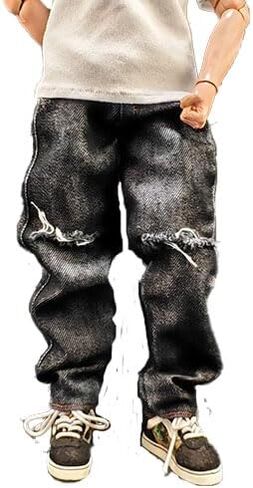 Meetoget 1/6 Scale Male Figure Doll denim ripped jeans pants Clothes for 12 inch Action Figure PM104US,ripped blue in Saudi Arabia