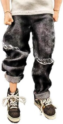 Meetoget 1/6 Scale Male Figure Doll denim ripped jeans pants Clothes for 12 inch Action Figure PM104US,ripped blue in Saudi Arabia