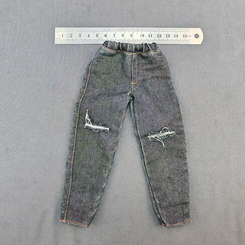 Meetoget 1/6 Scale Male Figure Doll denim ripped jeans pants Clothes for 12 inch Action Figure PM104US,ripped blue in Saudi Arabia