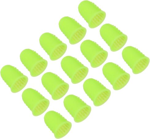 PATIKIL Rubber Finger Tips, 15 Pack Silicone Thumb Fingertip Protector Finger Cots Covers Guard Pads Thimble Grips for Office Counting Sewing, Grass Green Small Size in Kuwait
