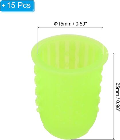PATIKIL Rubber Finger Tips, 15 Pack Silicone Thumb Fingertip Protector Finger Cots Covers Guard Pads Thimble Grips for Office Counting Sewing, Grass Green Small Size in Kuwait