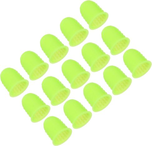 PATIKIL Rubber Finger Tips, 15 Pack Silicone Thumb Fingertip Protector Finger Cots Covers Guard Pads Thimble Grips for Office Counting Sewing, Grass Green Small Size in Kuwait