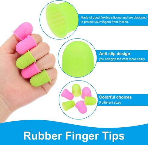 PATIKIL Rubber Finger Tips, 15 Pack Silicone Thumb Fingertip Protector Finger Cots Covers Guard Pads Thimble Grips for Office Counting Sewing, Grass Green Small Size in Kuwait