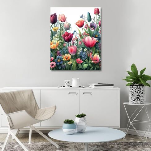 Flower Vases Paint by Bumbers for Adults Beginner, DIY Adult Pink Floral Paint by Numbers Kits on Canvas Acrylic Oil Painting Kits Art 16x20 Inch（Without Frame） in Saudi Arabia