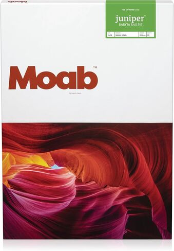 Moab Juniper Baryta Rag 305, 100% Cotton Fine Art Archival Inkjet Paper, Semi-Gloss Natural White, Heavy Weight 305gsm, 25 Sheets (5X7) in Kuwait