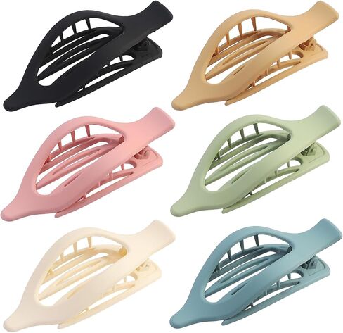 Flat Hair Clip 6 pcs Lay Down Claw Clips Hair Accessories for Women -Colorful in Kuwait
