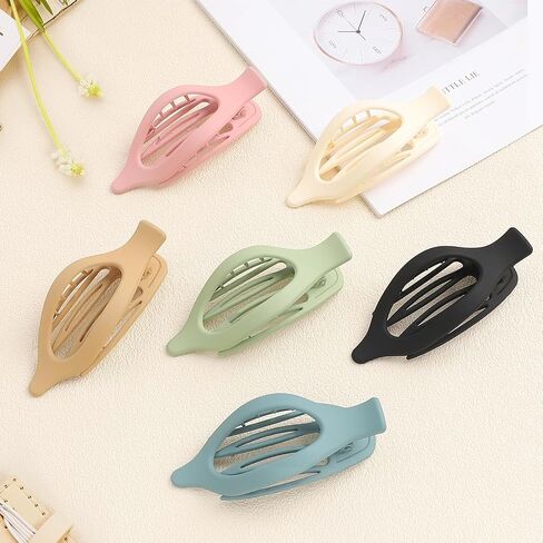 Flat Hair Clip 6 pcs Lay Down Claw Clips Hair Accessories for Women -Colorful in Kuwait