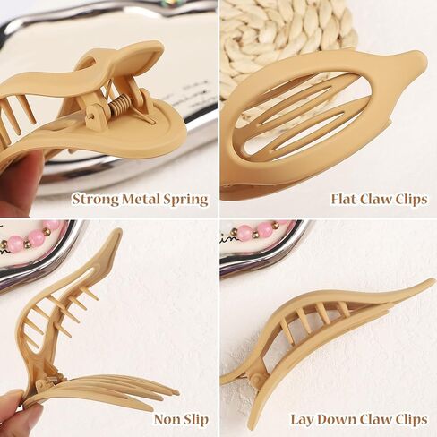 Flat Hair Clip 6 pcs Lay Down Claw Clips Hair Accessories for Women -Colorful in Kuwait