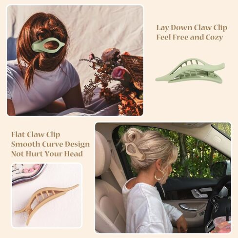 Flat Hair Clip 6 pcs Lay Down Claw Clips Hair Accessories for Women -Colorful in Kuwait
