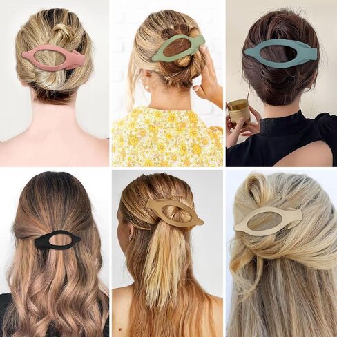 Flat Hair Clip 6 pcs Lay Down Claw Clips Hair Accessories for Women -Colorful in Kuwait