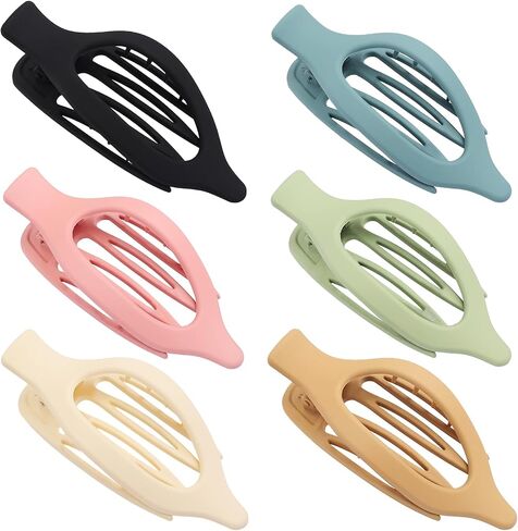 Flat Hair Clip 6 pcs Lay Down Claw Clips Hair Accessories for Women -Colorful in Kuwait