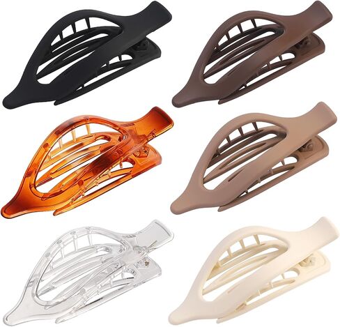Flat Hair Clip 6 pcs Lay Down Claw Clips Hair Accessories for Women -Colorful in Kuwait