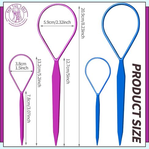 Teenitor 4pcs Pony Hair Tail Accessories, 2 Pairs French Braiding Tool, Turvy Styling Tool for Women Girls, Ponytail Pull Through Tool Purple/Blue in Saudi Arabia
