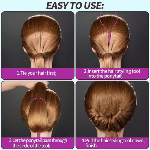 Teenitor 4pcs Pony Hair Tail Accessories, 2 Pairs French Braiding Tool, Turvy Styling Tool for Women Girls, Ponytail Pull Through Tool Purple/Blue in Saudi Arabia