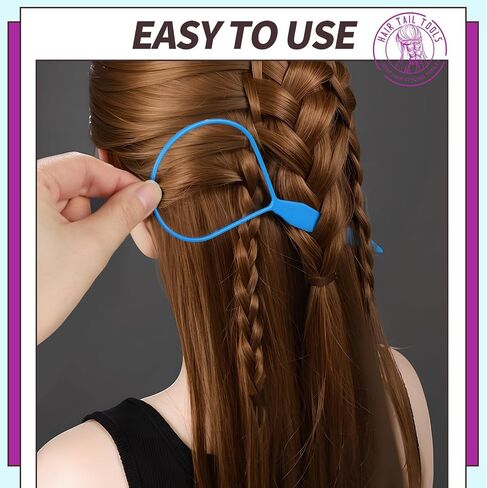 Teenitor 4pcs Pony Hair Tail Accessories, 2 Pairs French Braiding Tool, Turvy Styling Tool for Women Girls, Ponytail Pull Through Tool Purple/Blue in Saudi Arabia