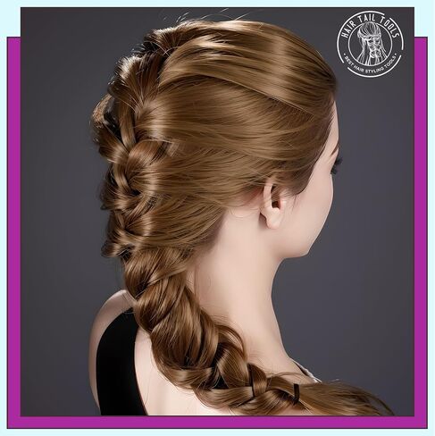 Teenitor 4pcs Pony Hair Tail Accessories, 2 Pairs French Braiding Tool, Turvy Styling Tool for Women Girls, Ponytail Pull Through Tool Purple/Blue in Saudi Arabia